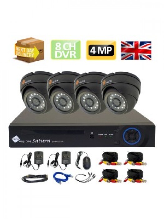 Techvision 8 Channel Dvr HD 4MP AHD Complete Plug and Play CCTV Camera Kit FREE P2P ICLOUD